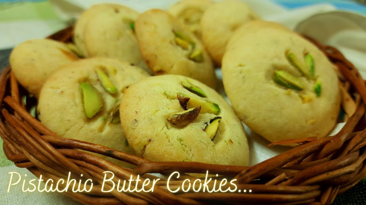 Pistachio Butter Cookies / Homemade Eggless Cookies / Pista Biscuits / Recipe
