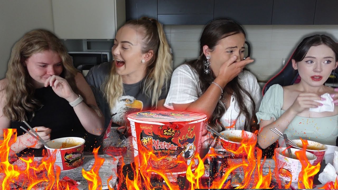 한국의 매운맛을 처음본 호주 여자친구들의 반응은?ㅋㅋㅋㅋㅋㅋ 핵불닭볶음면 먹방