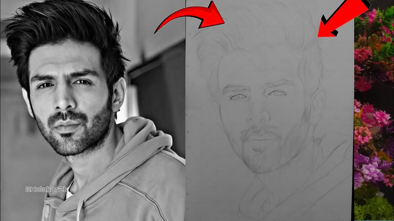 Kartik Aaryan Realistic Sketch Outline ✏️🔥 |  Drawing Step by Step #KartikAaryan #Sketch #Drawing