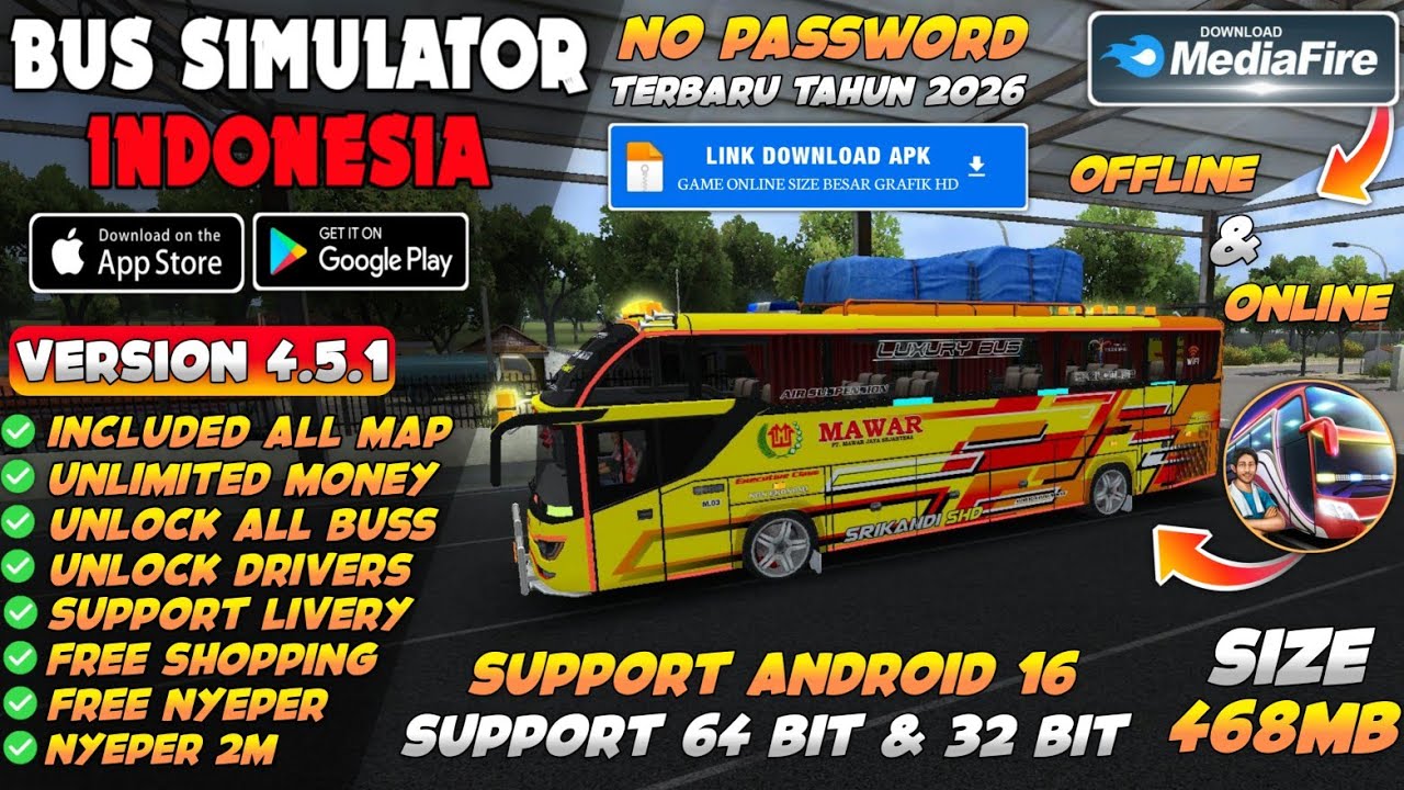 NEW UPDATE !! Bus Simulator Indonesia Mod Apk V4.5.1 Terbaru 2026 - Unlimited Money & Free Shopping