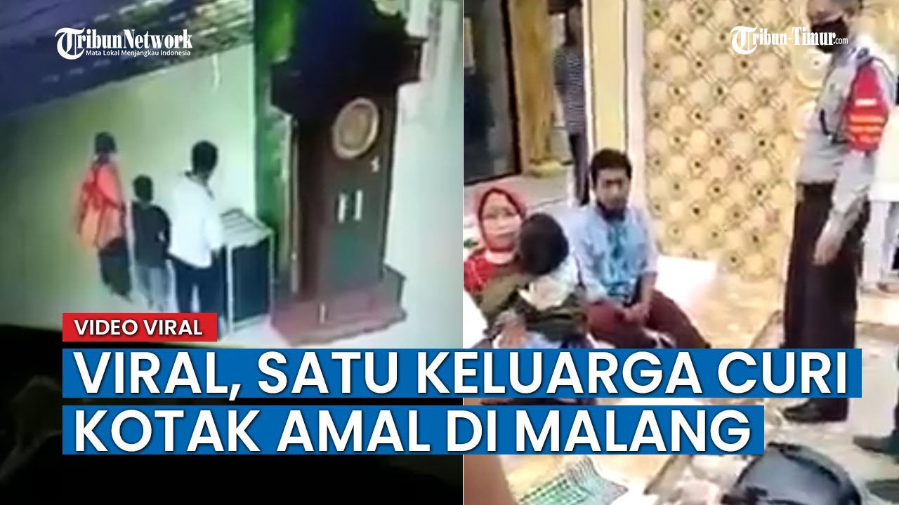 Satu Keluarga Mencuri Kotak Amal Mesjid Terekam CCTV dan Diamankan Polisi di Malang