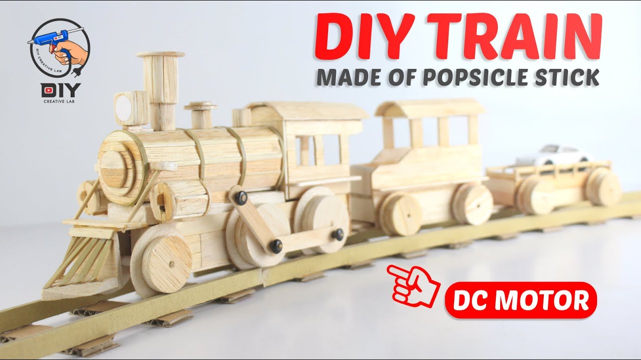 DIY Train Made of Popsicle Stick with DC Motor