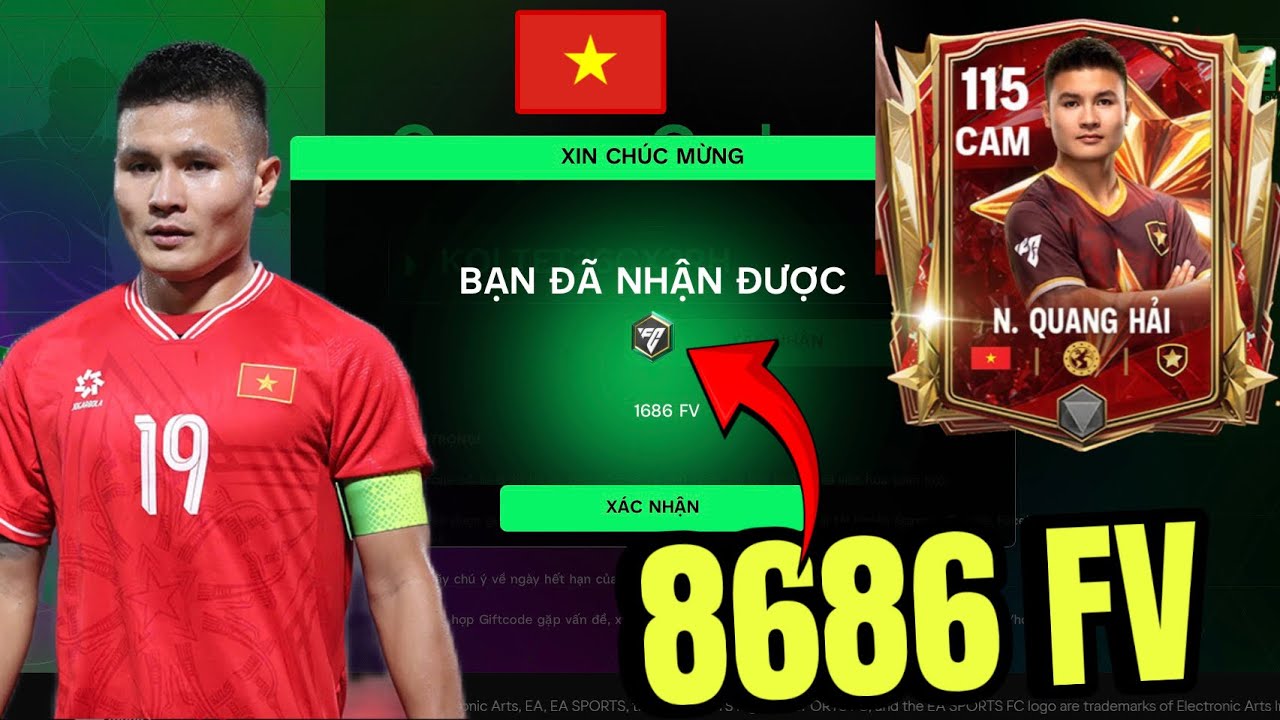 NHẬN CODE KHỦNG 8686 FV TẾT NGUYÊN ĐÁN + 11 CẦU THỦ VIỆT NAM ALLSTAR 115 TRONG FC MOBILE 🇻🇳