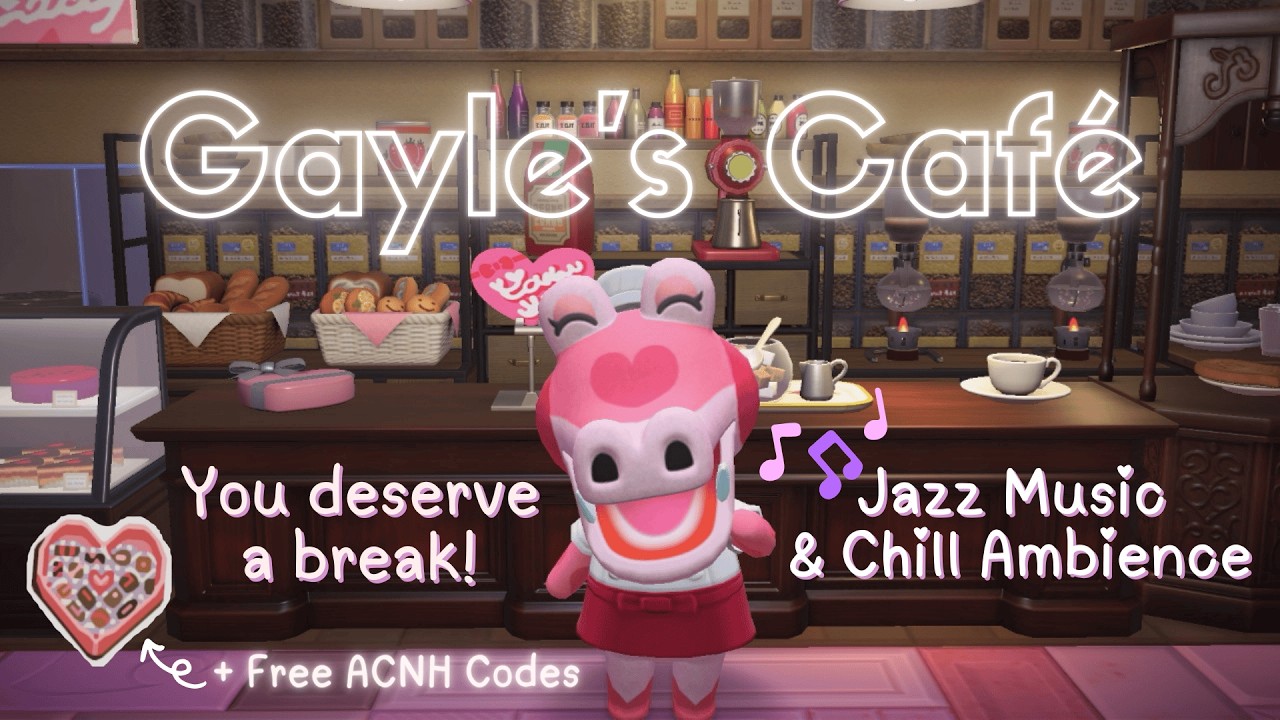 Relax at ACNH Gayle's Café Valentines Day with 2 hours of Jazz (1 hr. loop) to Chill, Work, Study