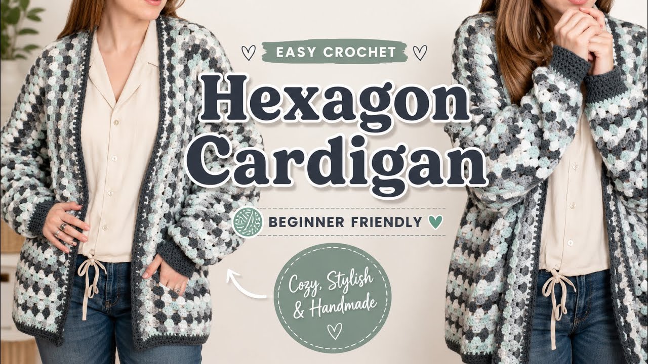 Easy Crochet Hexagon Cardigan