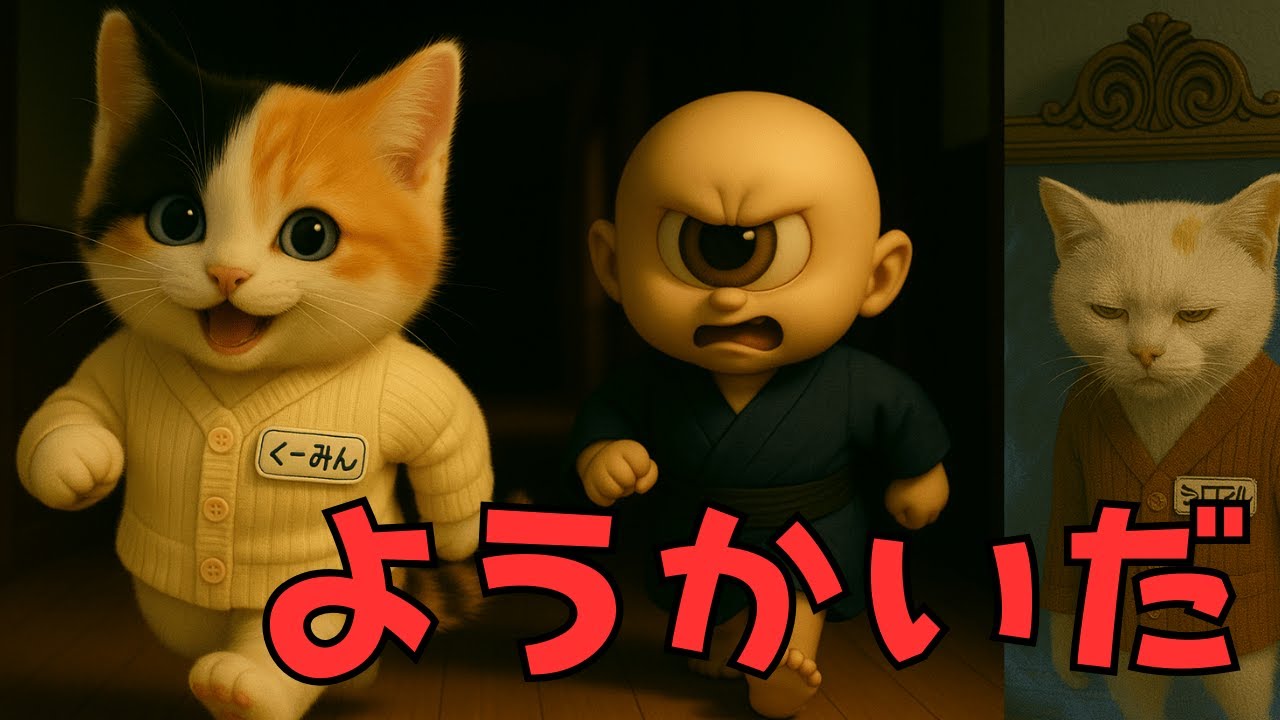 第64話 ようかいがきましたー [AI三毛猫くーみんの大冒険] #猫 #aicat #koomin #くーみん #シロマル