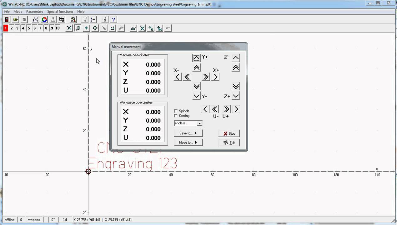Simple engraving file in WinPCNC.avi