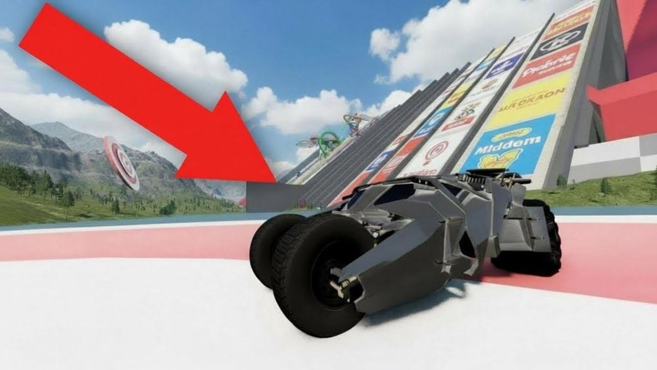 BATMOBILE CRASH TEST VS 7 RAMPS. BEAMNG DRIVE