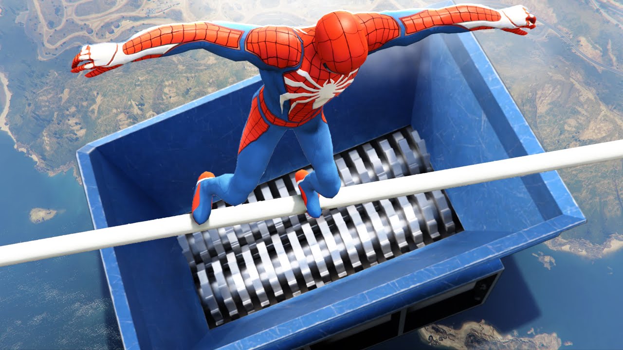 SPIDERMAN CRAZY SHREDDER RAGDOLLING/FALLING in GTA 5