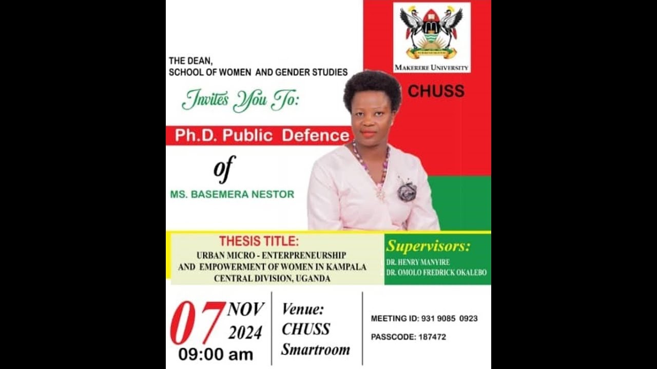 Ms Nestor Basemera's Public PhD Defense