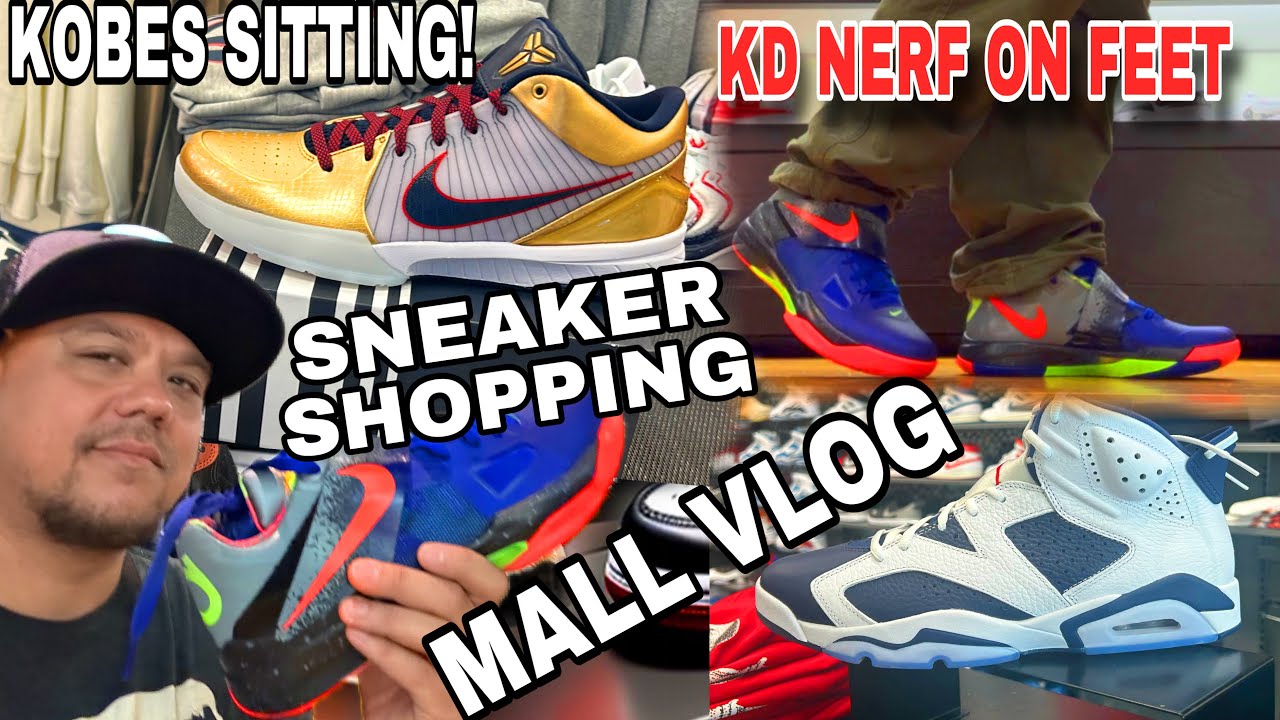 Sneaker Shopping Mall Vlog for Nike KD 4 Nerf,Kobe 4 Gold Medal, Air Jordan Retros Sitting #sneakers