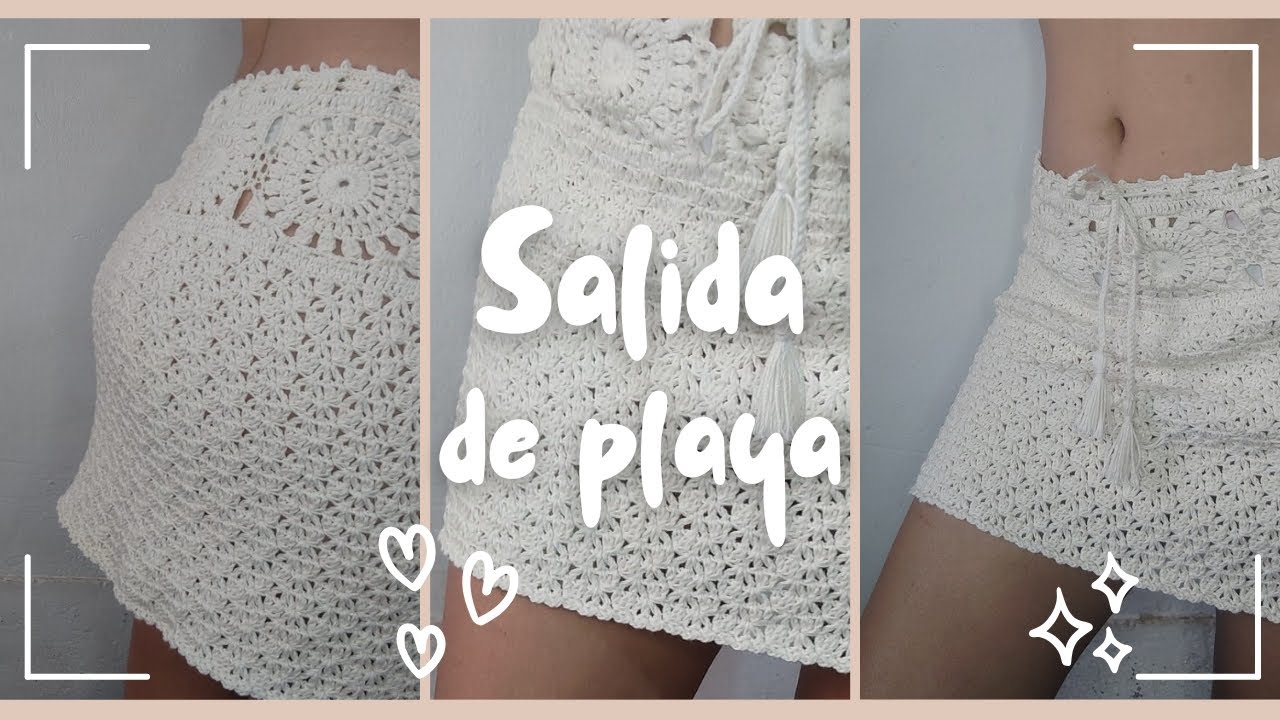 Falda / Salida de playa a crochet tejida con punto fantasía 🌸