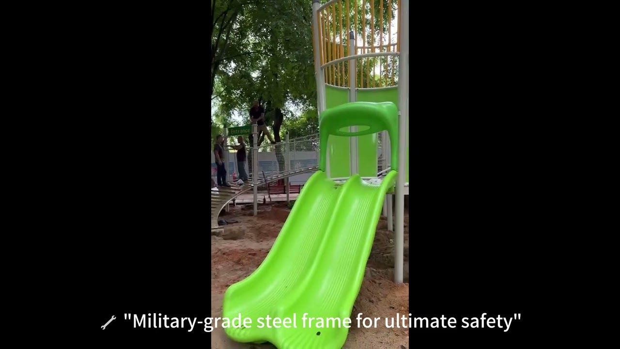 🌐Customized Outdoor Playground Slide,our engineers are working hard on installation