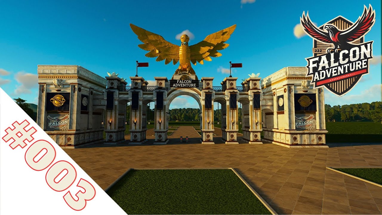 Der Falke Tront überm Eingang / Falcon Adventure (Sandbox) / Part #003 / Planet Coaster 2