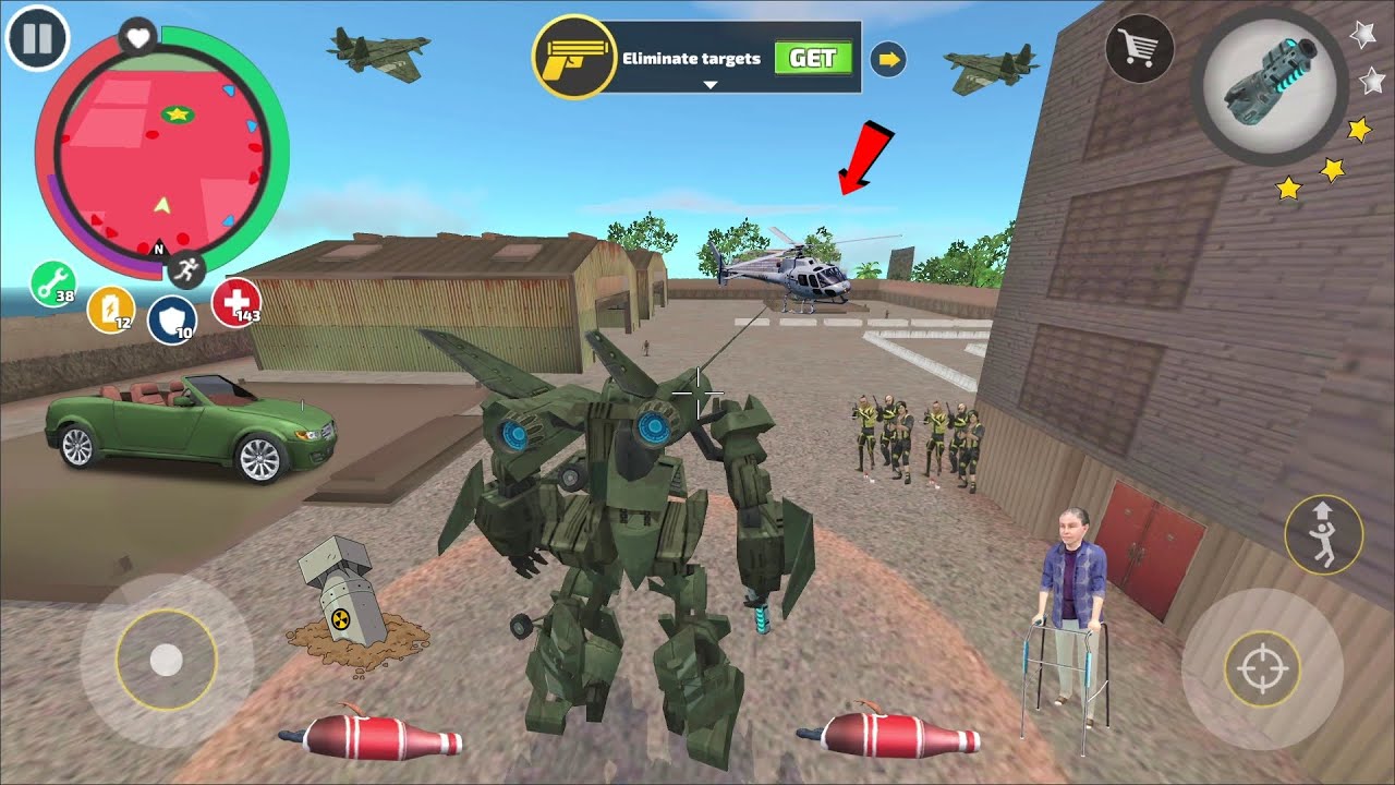 Rope Hero Vice Town (Transformer Jet Airplane Fight Army Man) Robot Jet Airplane stand up Army Base