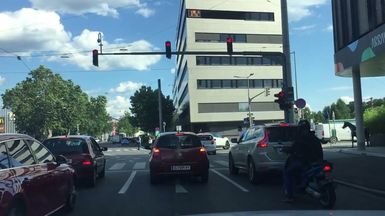 City drive Europe: GRAZ, Austria - center to A2 Autobahn