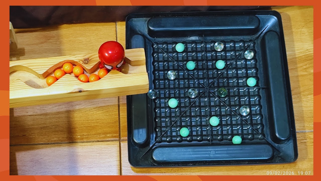 Marble run race ASMR #60 with wooden track and colour marbles