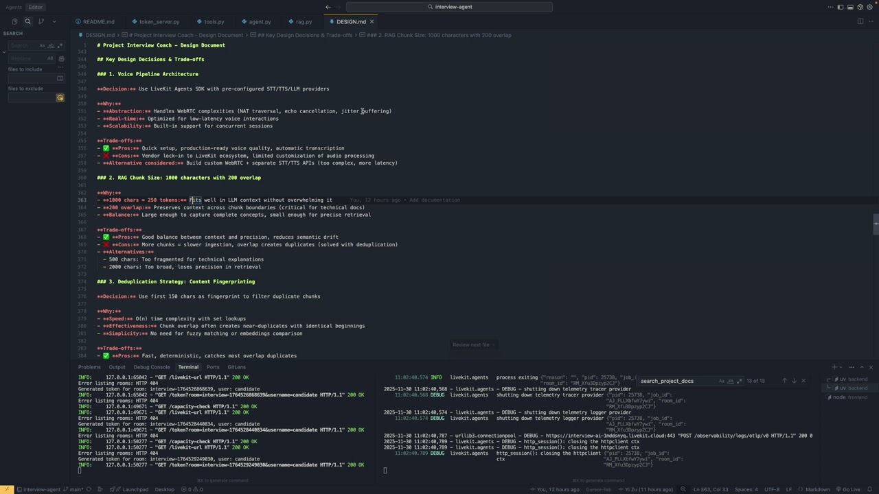 AI Interview Coach: LiveKit Voice + RAG Implementation