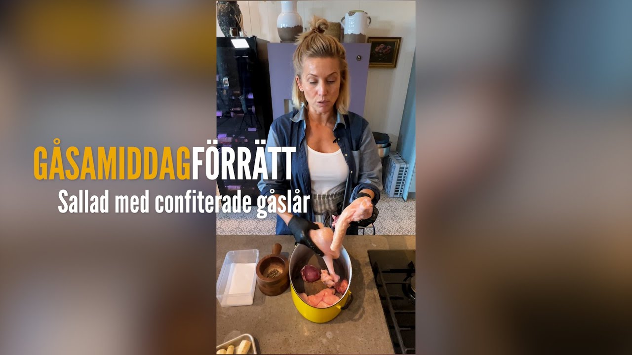 Gåsamiddag - Sallad med confiterade gåslår