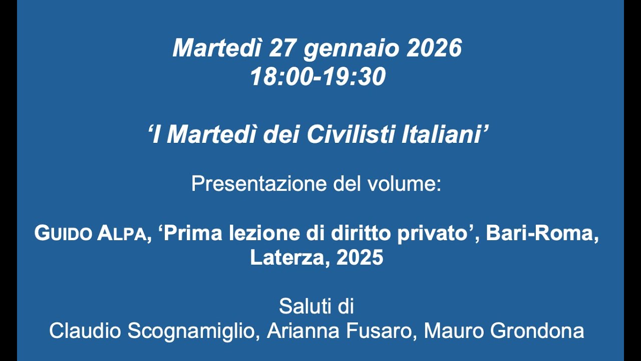 I Martedì dei Civilisti Italiani - 27 gennaio 2026