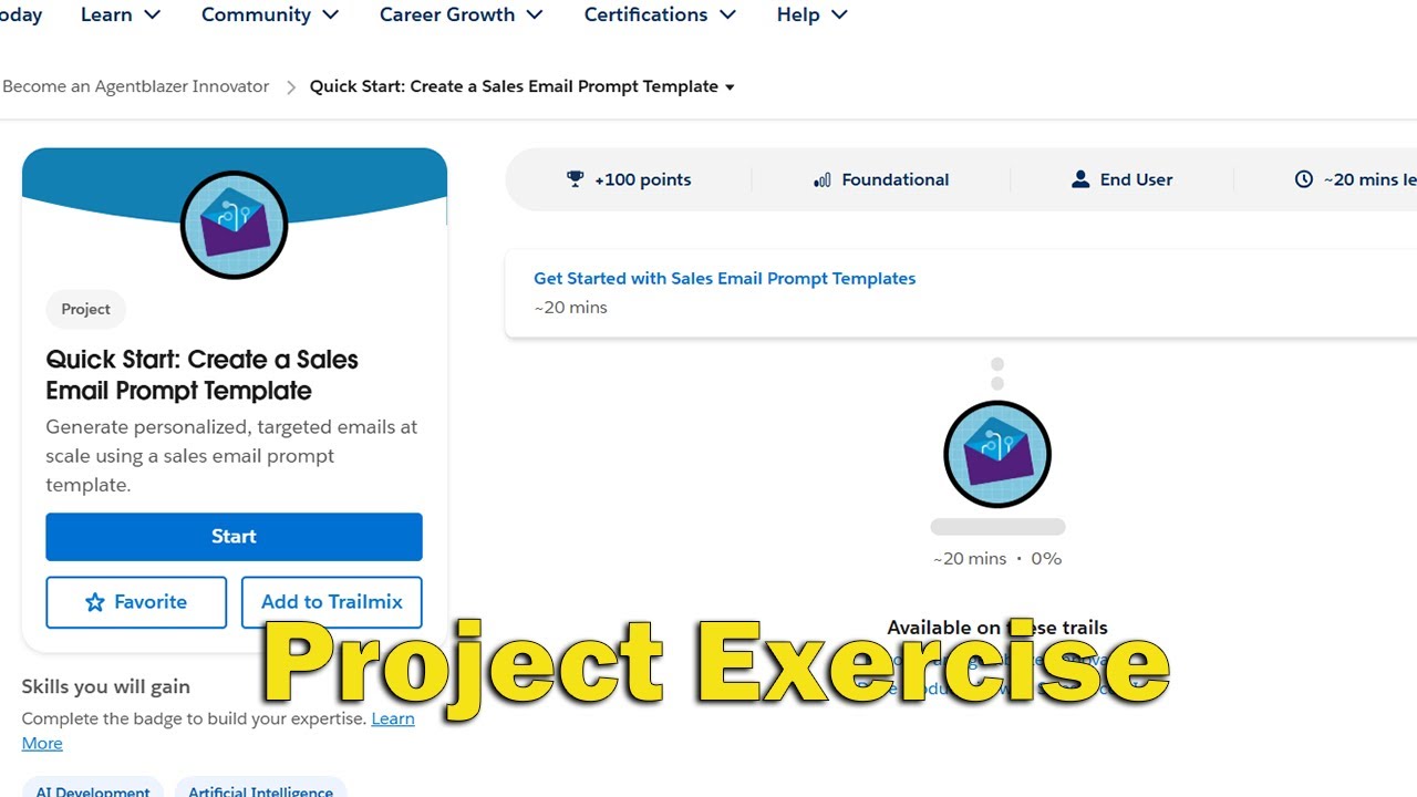 Quick Start Create a Sales Email Prompt Template Follow Along Project Exercise