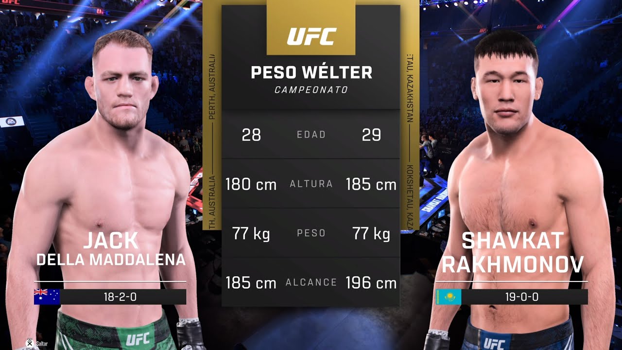 Jack Della Maddalena vs Shavkat Rakhmonov –Simulación UFC 5 PS5  Pelea por el título del peso welter