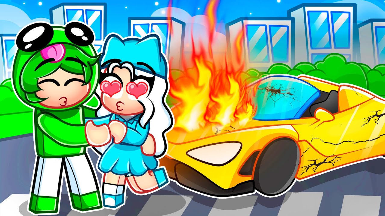 1 CRASH = 1 KISS with my CRUSH in Roblox Driving Empire!