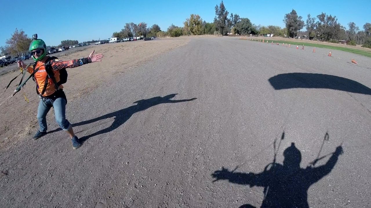 Unique Skydive - Landing on a toggle and a rear riser during swoop