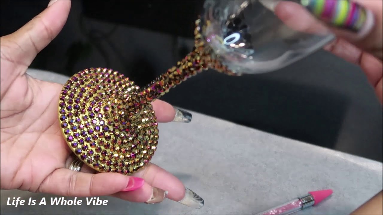 DIY GOLD RHINESTONE BLING TOASTING FLUTES CHAMPAGNE GLASSES- 50TH WEDDING ANNIVERSARY GIFT