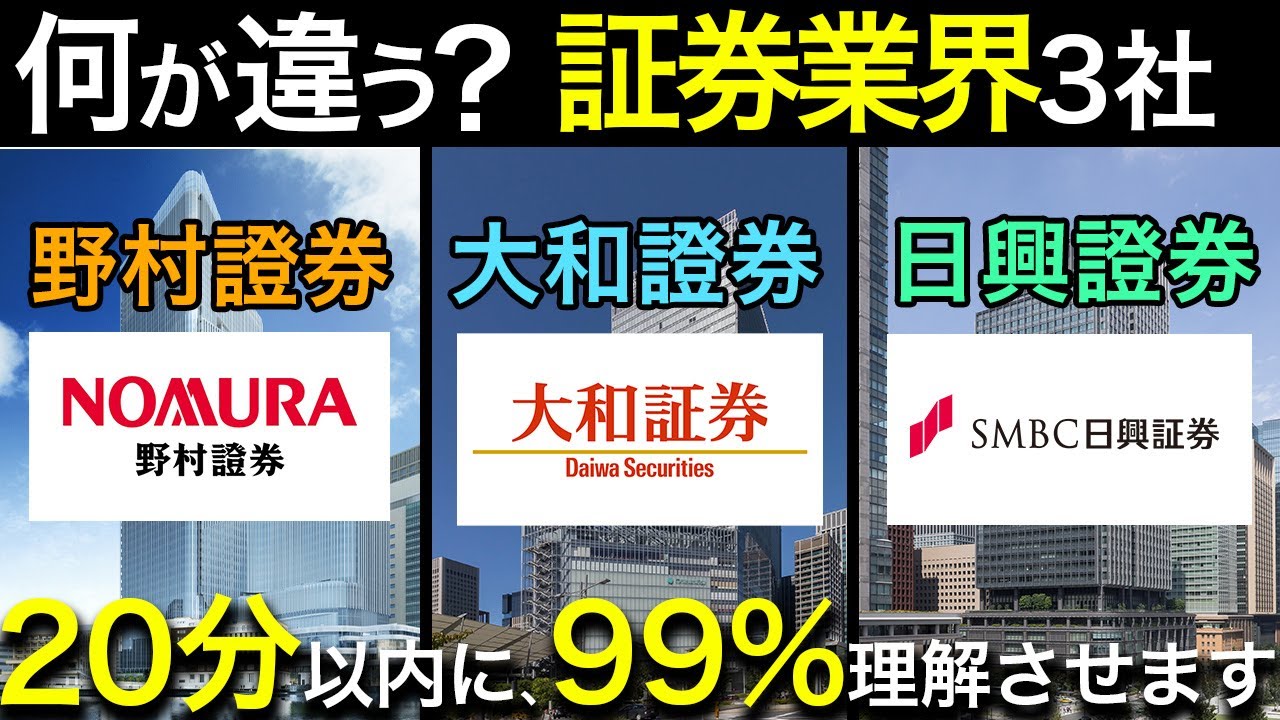 証券業界で一括りにするな！証券業界（野村證券・大和証券・SMBC日興証券）を完全解説！業界研究・企業研究・志望動機、これ１本！