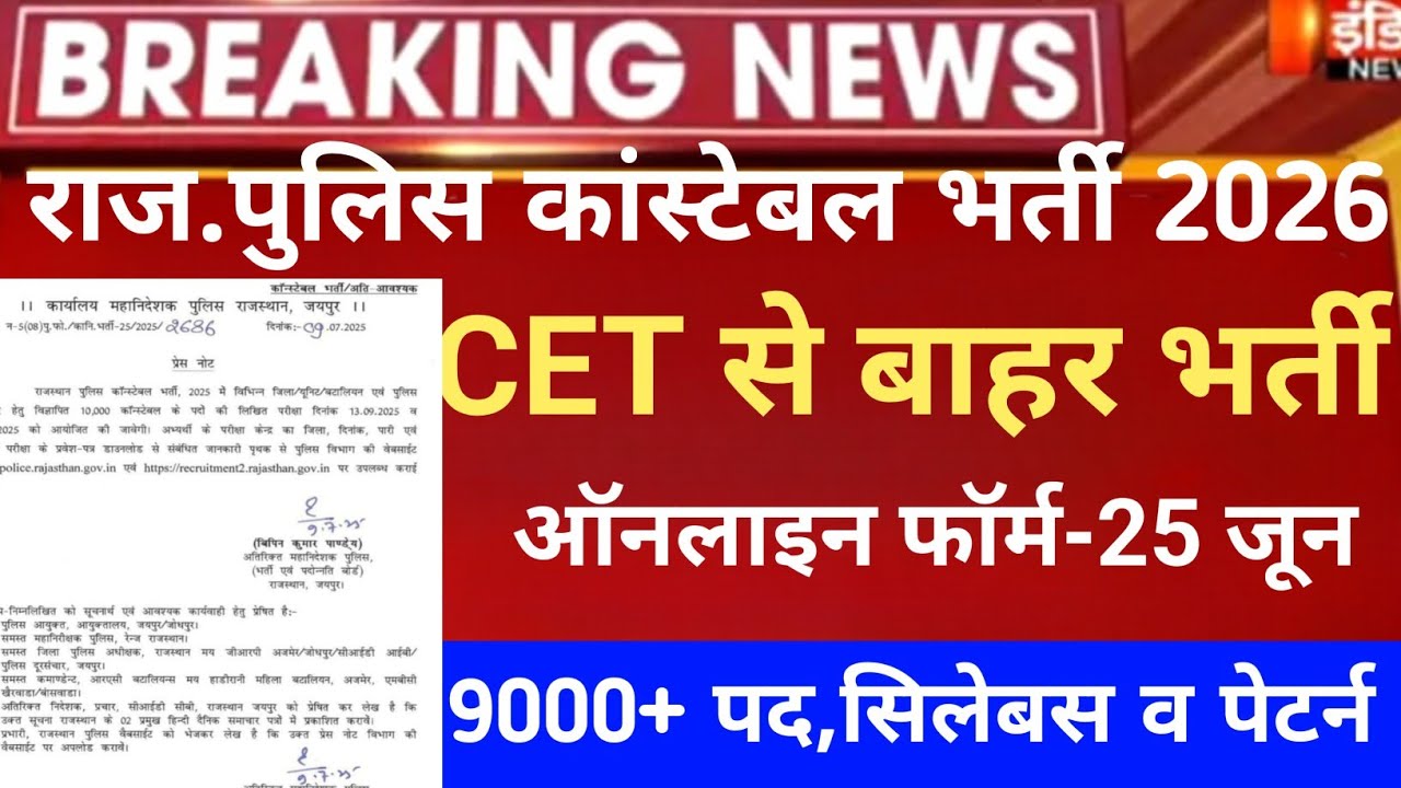Rajasthan police constable notification 2026/Raj police bharti 2026/Raj police vacancy 2026/exam 