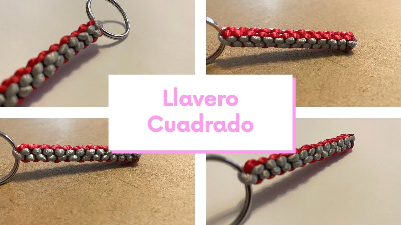 Llavero de hilo con forma cuadrada