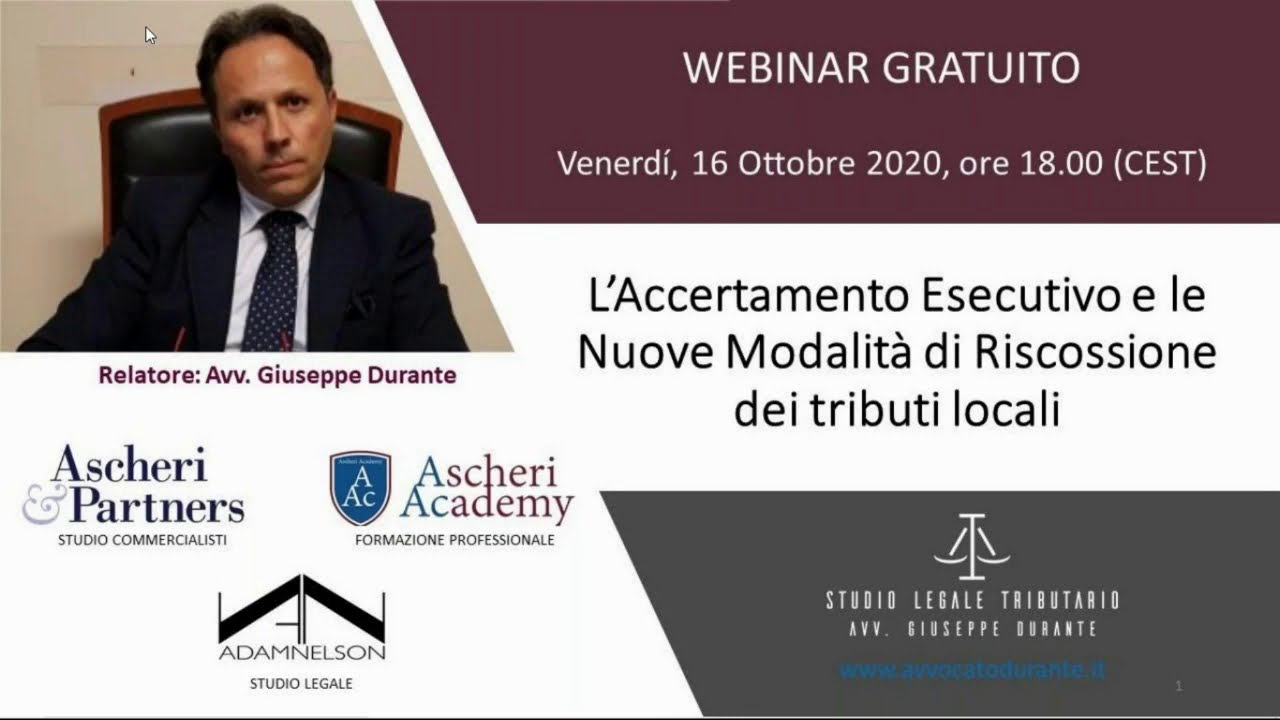 Webinar: L' Accertamento Esecutivo e le Nuove Modalità di Riscossione dei tributi locali