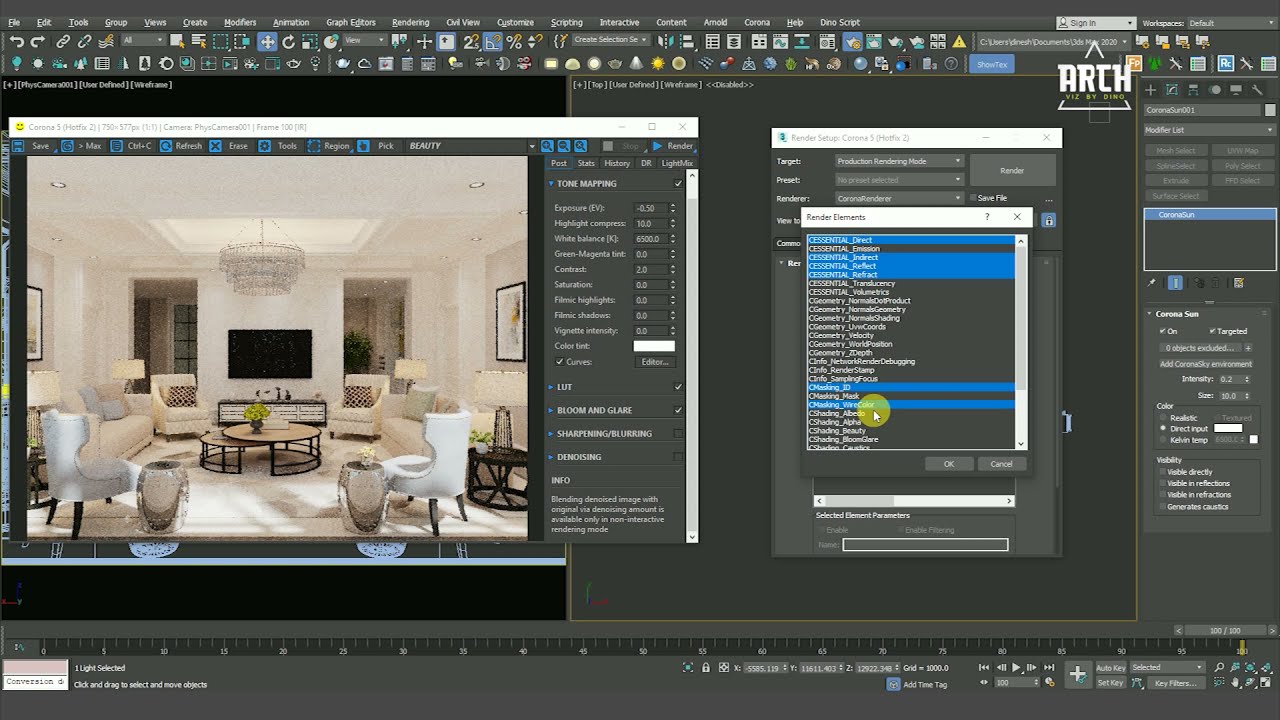 3ds Max 2020 Corona Render Interior Tutorial  Lighting