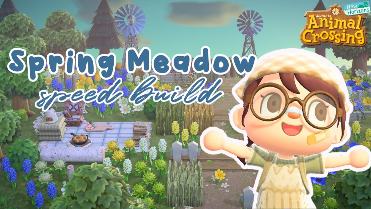 Making The COZIEST Spring Meadow Speed Build | Animal Crossing New Horizons