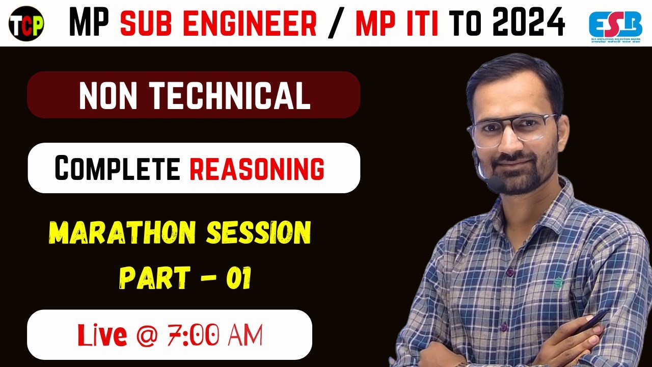 mp sub engineer non tech preparation | Complete Reasoning | mp iti to non tech | reasoning marathon