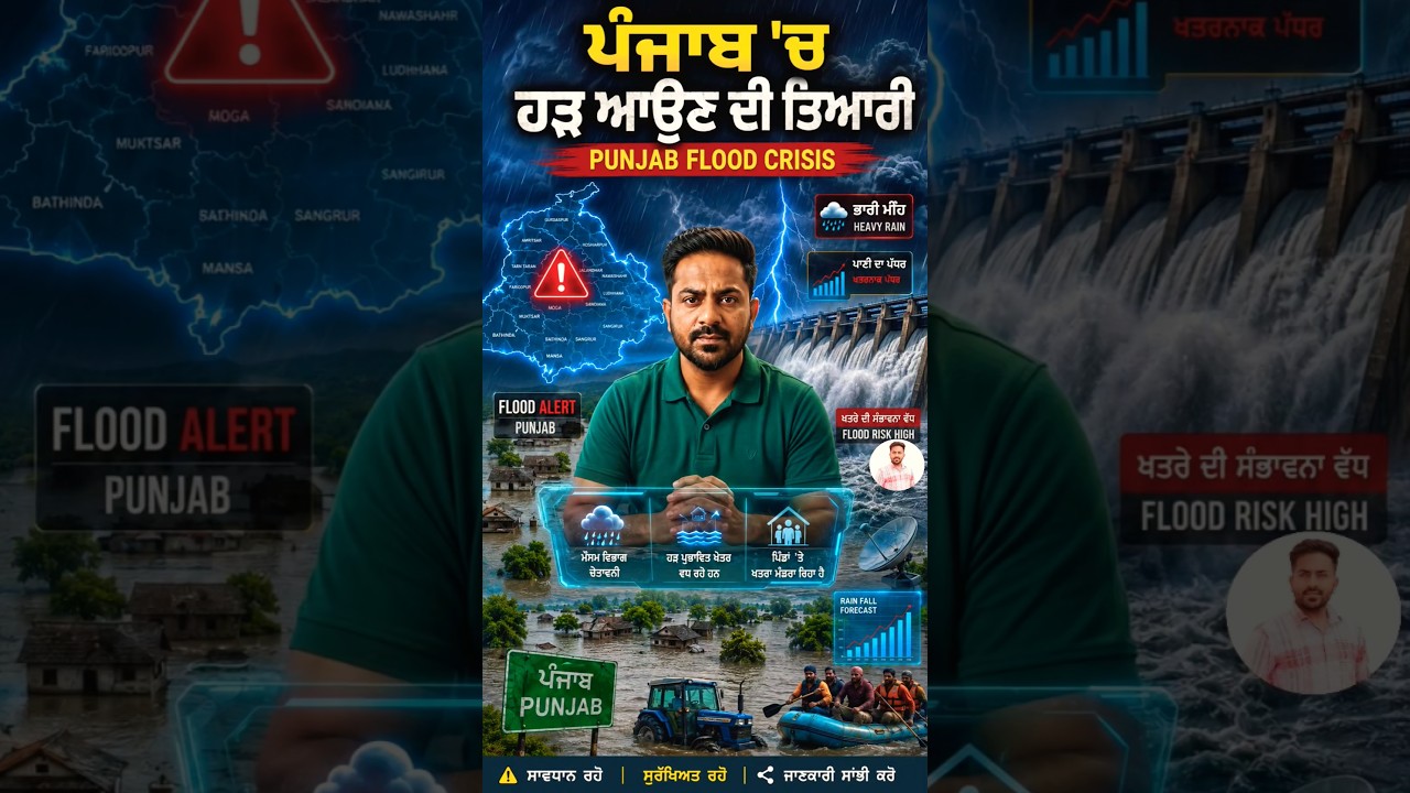 Punjab Flood Risk High 🚨 | Heavy Rain Forecast Punjab & Himachal #punjabraintoday #punjabfloods