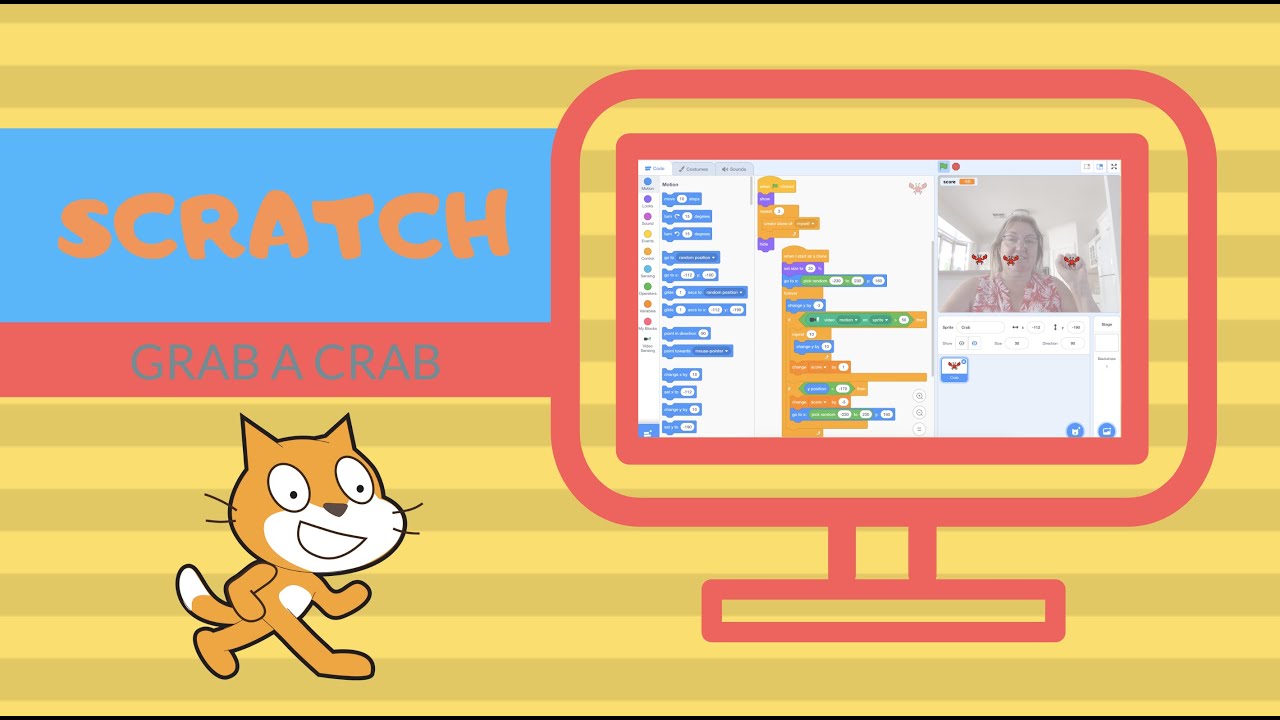Scratch 3.0 Tutorial: Video Sensing game Grab a Crab