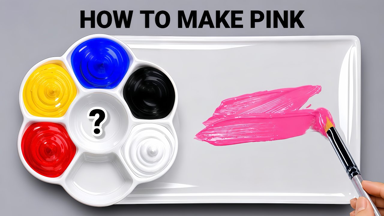 How to Make PINK from 5 Primary Colors | Satisfying Color Mixing