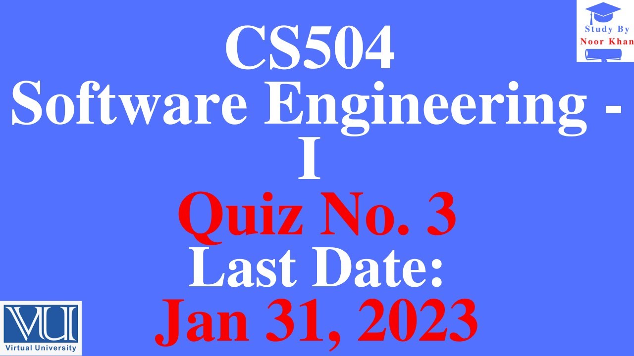 CS504 - Software Engineering - I Quiz No. 3 solution 2023 | CS504 Quiz No. 3 solution #cs504 #quiz3