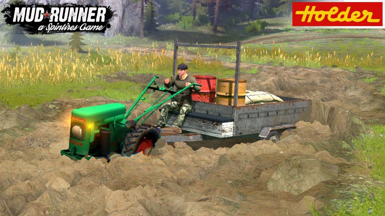 Spintires: MudRunner - HOLDER Power Tiller Is Driving Through The Mud