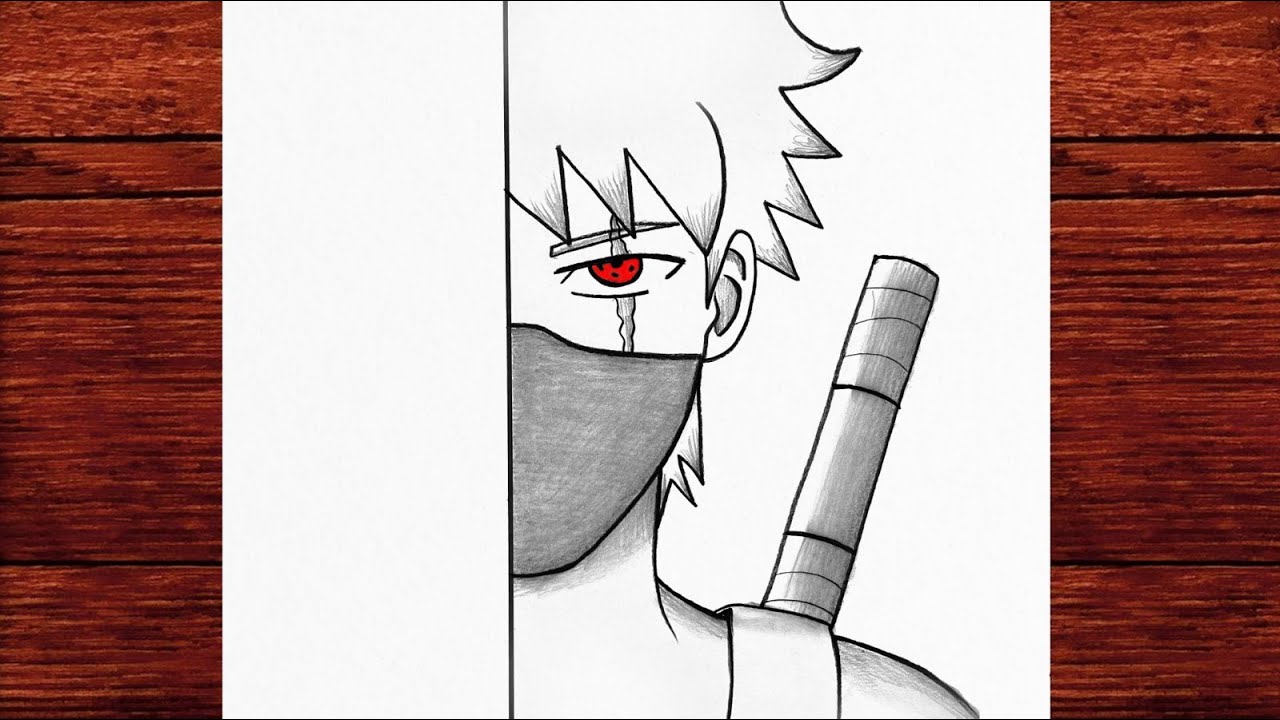 How to Draw Kakashi Hatake (Half Face) &ndash; Easy Anime Pencil Sketch