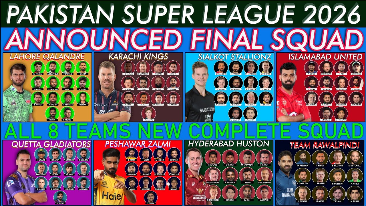 PSL 2026 ALL TEAMS FINAL SQUAD|PSL 11 ALL TEAMS COMPLETE SQUAD|PSL ALL 8 TEAMS FULL SQUAD|