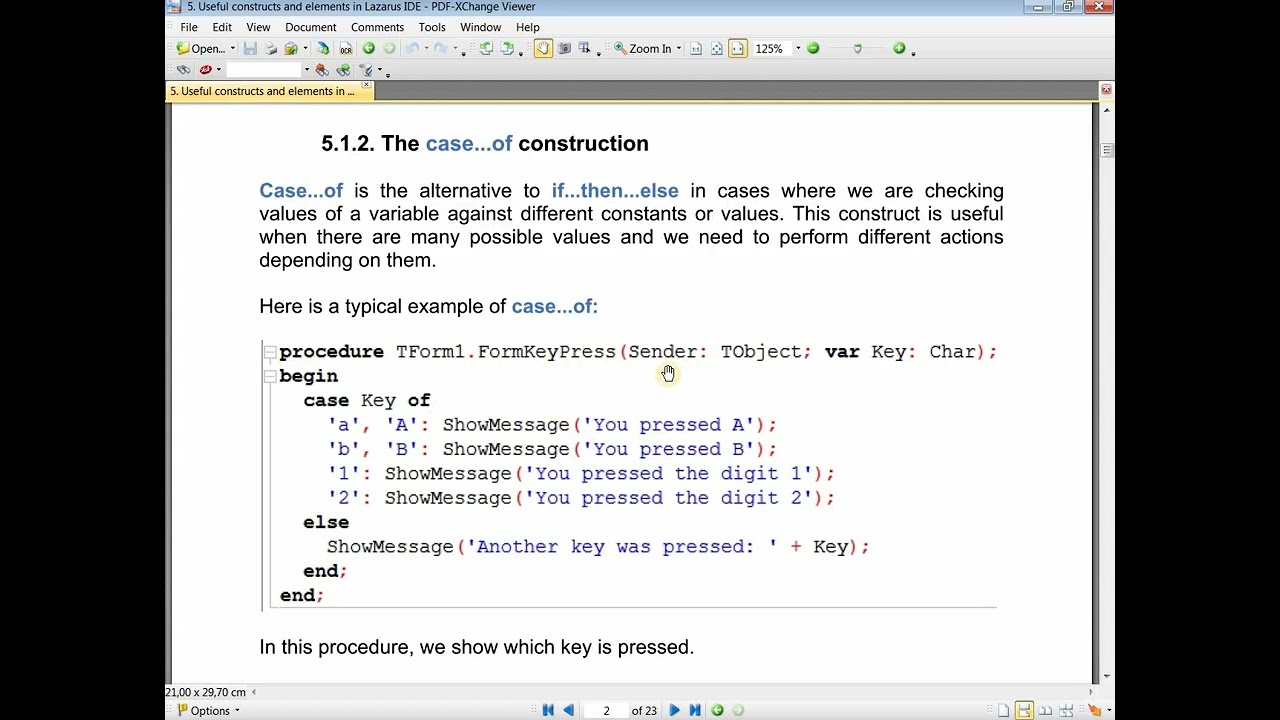 Lesson 33 from my second book of Lazarus IDE. Useful structures 2.Case...of.(with voice Christopher)