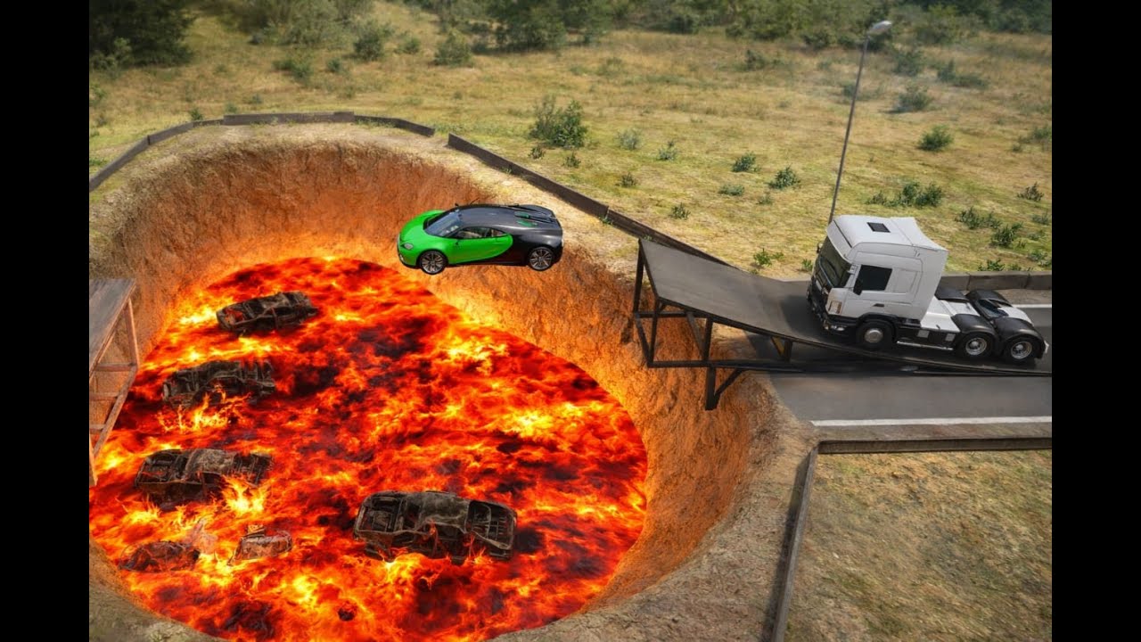 Cars vs Jump upside to finish Level Challenge in BeamNG.Drive