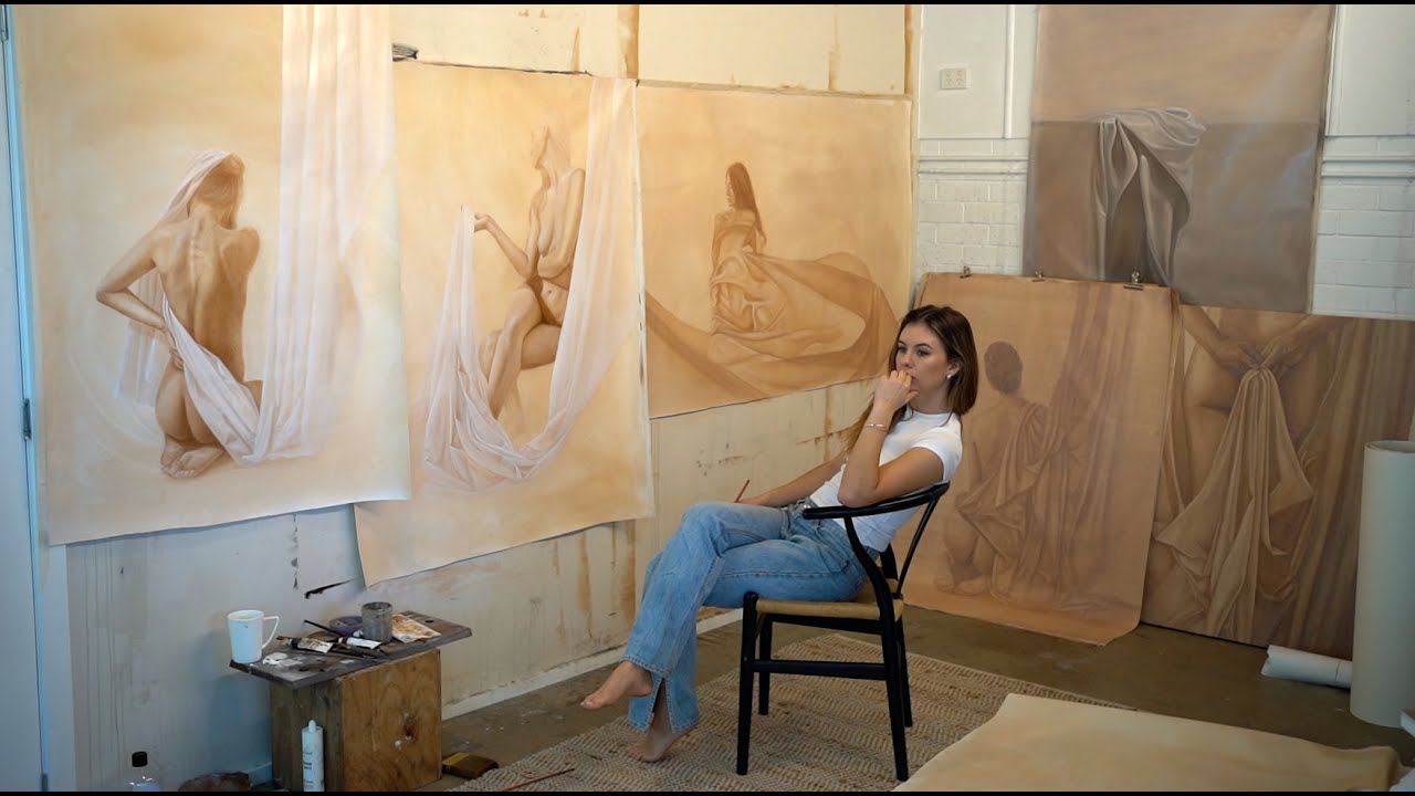 Meditative oil painting process using just 3 colours