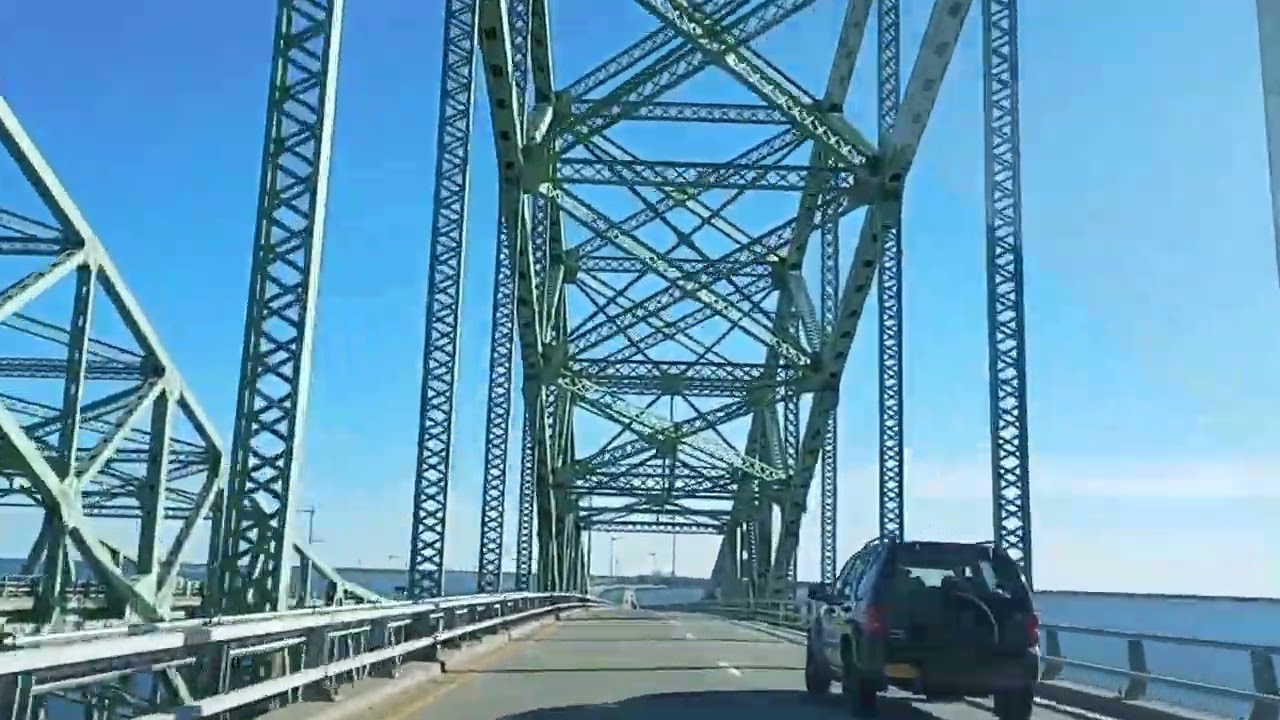 Ride 🚗 over Twin Bridges on the Robert Moses Causeway #travel #bridges 
