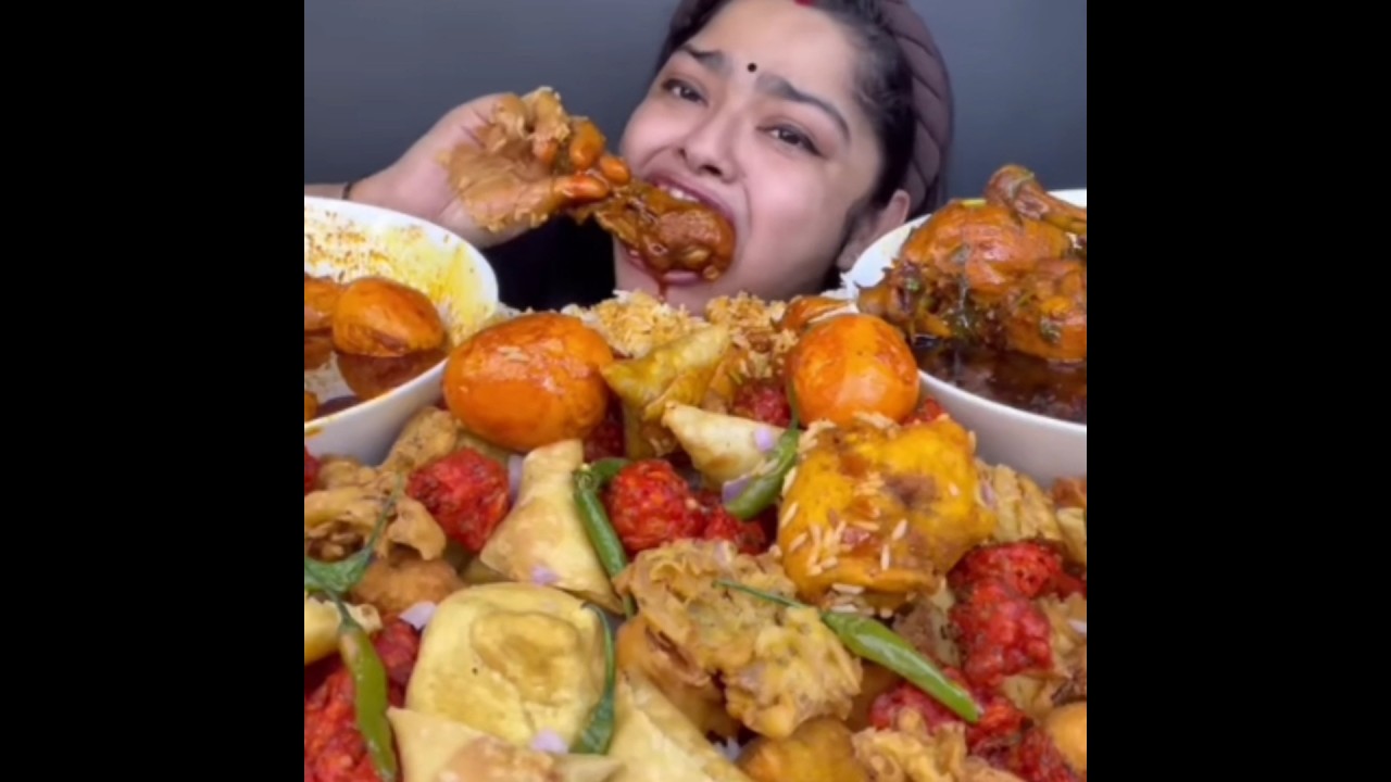 ASMR Eating show whole chicken leg eggs curry omlate chicken 