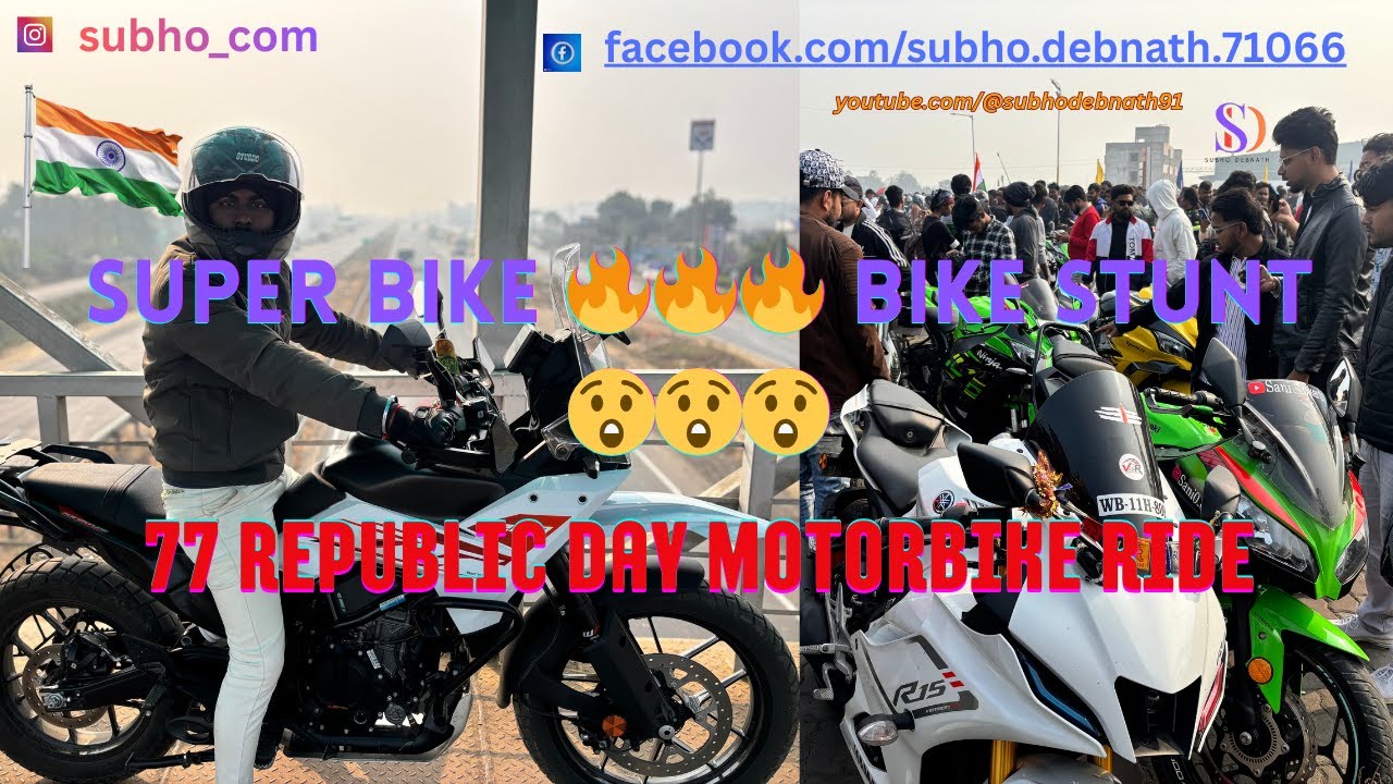 Bike Ride 77 Republic Day KTM Adventure 250 . Super Bike Stunt 🔥🔥🔥 In Gurap 😲😲😲