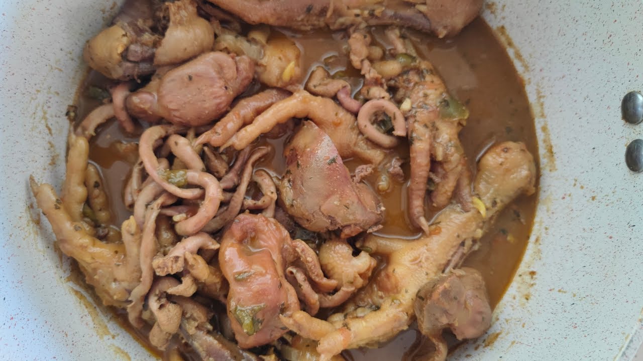 Cooking and Eating CHICKEN FEET, INTESTINES, Livers and gizzards